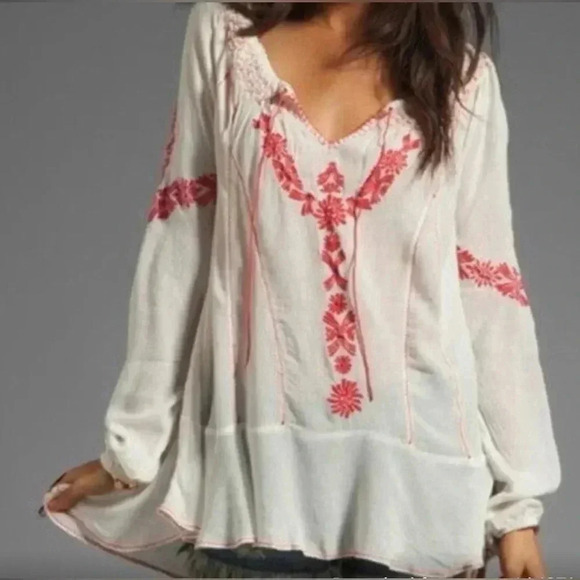 Free People Women’s Rolling Stone Peasant Top XSmall - Picture 1 of 16